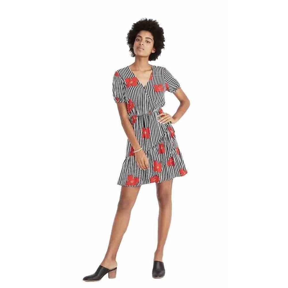 Madewell Ruffle-Wrap Dress in Candied Orchids Size 4 - Picture 1 of 7